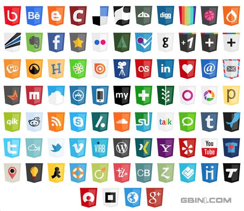 36 Free Modern Web Social Icons based on HTML5 Logo Design