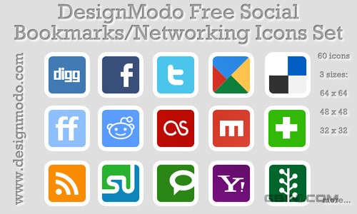 DesignModo Free Social Bookmarks/Networking Icons Set