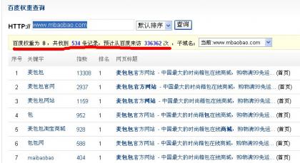 麦包包的百度权重查询截图