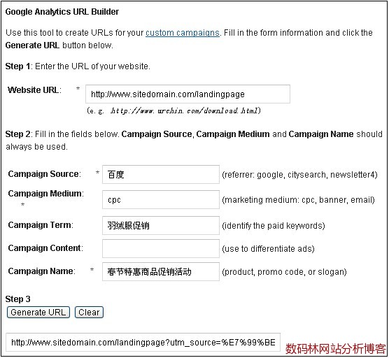 Google Analytics供给URL生成工具